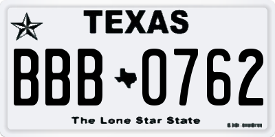 TX license plate BBB0762