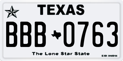 TX license plate BBB0763