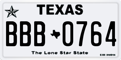 TX license plate BBB0764