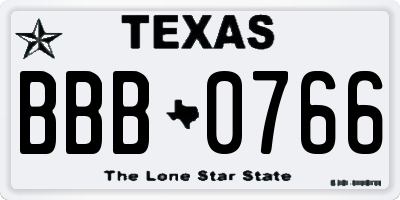 TX license plate BBB0766