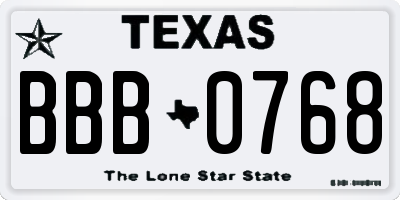 TX license plate BBB0768