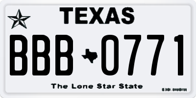 TX license plate BBB0771