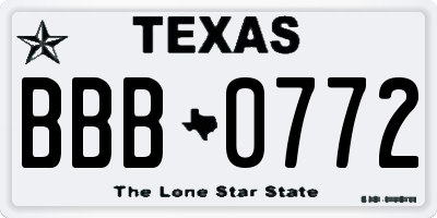 TX license plate BBB0772