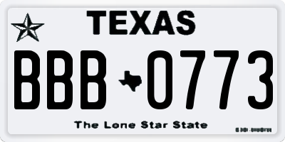 TX license plate BBB0773