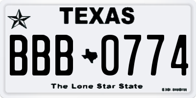 TX license plate BBB0774