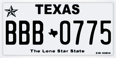 TX license plate BBB0775