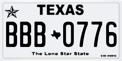 TX license plate BBB0776