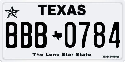 TX license plate BBB0784