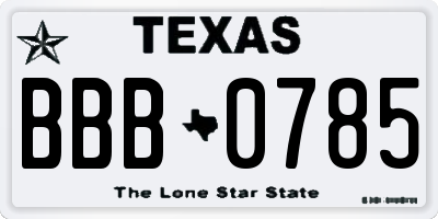 TX license plate BBB0785