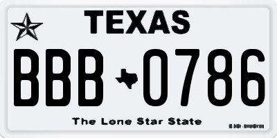 TX license plate BBB0786