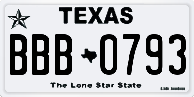 TX license plate BBB0793