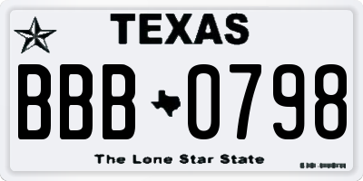 TX license plate BBB0798