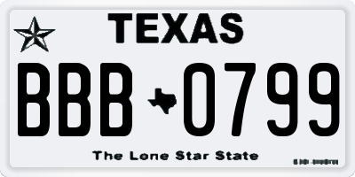 TX license plate BBB0799