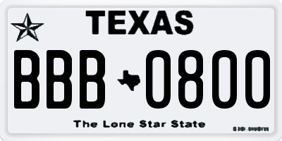 TX license plate BBB0800