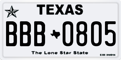 TX license plate BBB0805