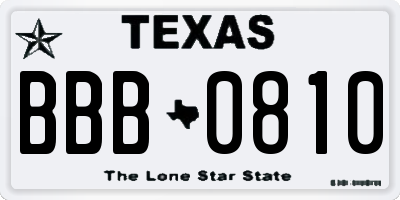 TX license plate BBB0810