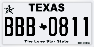 TX license plate BBB0811