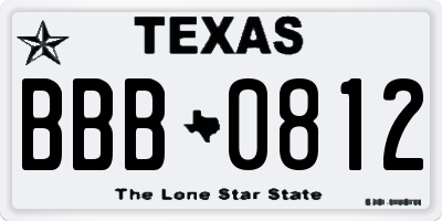 TX license plate BBB0812