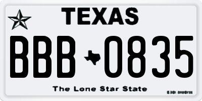 TX license plate BBB0835