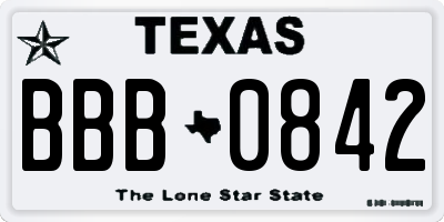 TX license plate BBB0842