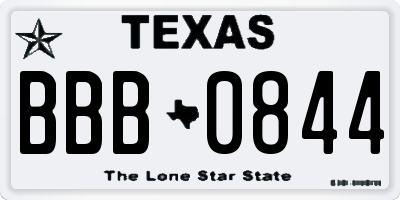 TX license plate BBB0844