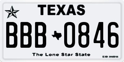 TX license plate BBB0846