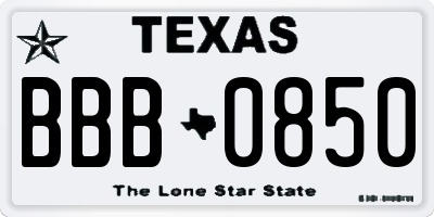 TX license plate BBB0850