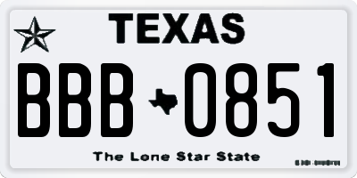 TX license plate BBB0851