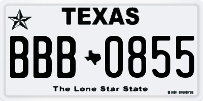 TX license plate BBB0855