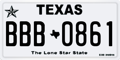 TX license plate BBB0861