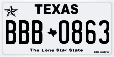 TX license plate BBB0863