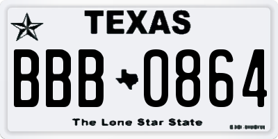 TX license plate BBB0864