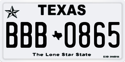 TX license plate BBB0865