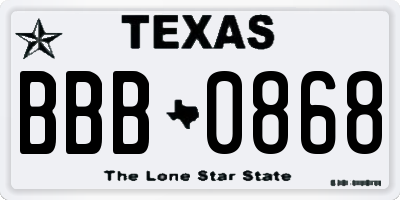 TX license plate BBB0868