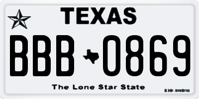 TX license plate BBB0869