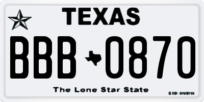 TX license plate BBB0870