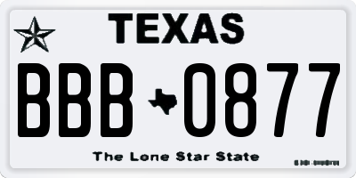 TX license plate BBB0877