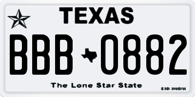 TX license plate BBB0882
