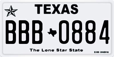 TX license plate BBB0884