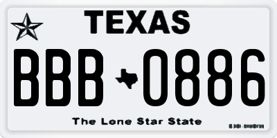 TX license plate BBB0886