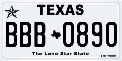 TX license plate BBB0890