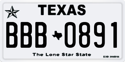 TX license plate BBB0891