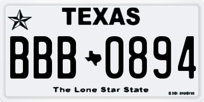 TX license plate BBB0894
