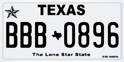 TX license plate BBB0896