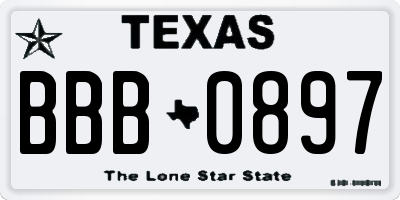 TX license plate BBB0897