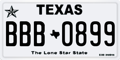 TX license plate BBB0899