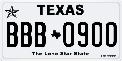 TX license plate BBB0900
