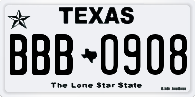 TX license plate BBB0908