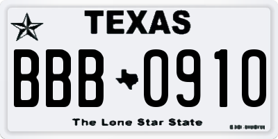 TX license plate BBB0910