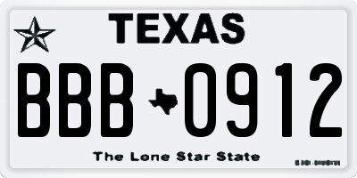 TX license plate BBB0912